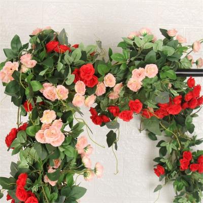 China Best Selling Natural Touch Artificial Flowers Roses Flower Vine Garlands Artificial Rose Vines Flower Garlands For Home Decoration for sale