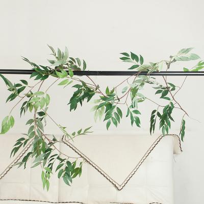 China Natural Touch Hot Selling Willow Vine Simulation Rattan Leaf Factory Customized Artificial Flower Vine Ratta Silk Flower Home for sale