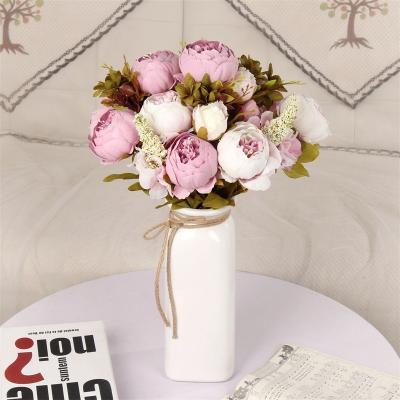 China Artificial flower natural wholesale bouquet factory supply touch peony silk heads large for wedding decoration artificial peony for sale