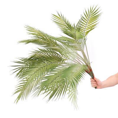 China Natural Premium Touch Quality Artificial Palm Leaves Indoor Plants Garden Decor Plastic Green Leaves Artificial Flowers Decoration for sale