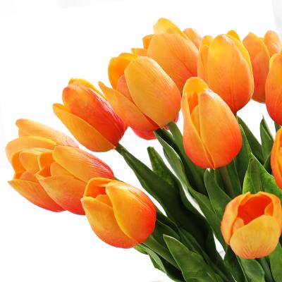 China New Arrival Artificial Flower Lovely Bouquet Fresh PU Flowers Mini Tulip Artificial Flower Wedding Bouquet Colorful Home Decoration for sale