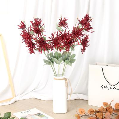 China Wholesale Natural Touch Decorative Artificial Flowers Flocking Crab Claw Chrysanthemum Wedding Home Decoration Artificial Flowers for sale