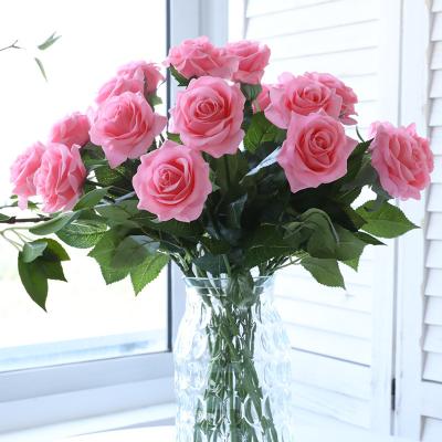 China New Arrival Beautiful Colorful Color Artificial Silk Flower Moisturizing Rose Open Style Real Touch Rose Wedding Bouquet Decoration for sale