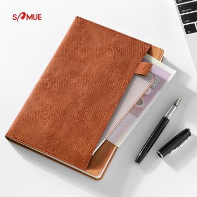 China High quality/simple style office writing hand made notebook/colorful hard cover with pen holder pocket for sale