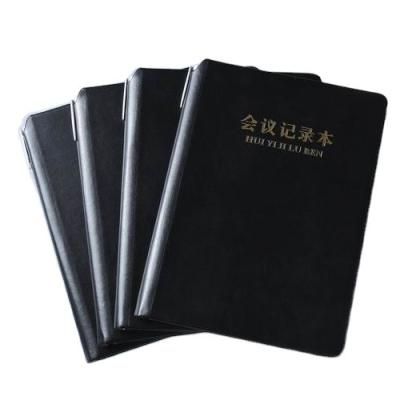 China Cheap Black A5 PU Leather Hardcover Notebook Notepad Journal Notebook With Pen Holder for sale