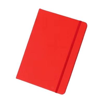 China Red Leather A5 Hardcover PU Notepad Journal Notebook With Elastic Band Strap for sale