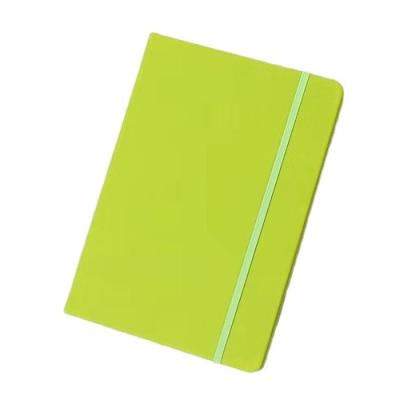 China A5 Hardcover Green PU Notepad Leather Journal Notebook with Elastic Band Strap for sale