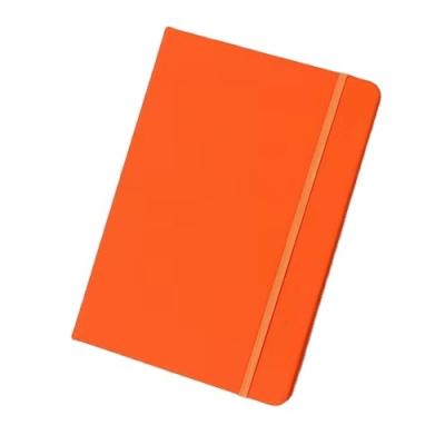 China Orange Leather A5 Hardcover PU Notepad Journal Notebook With Elastic Band Strap for sale