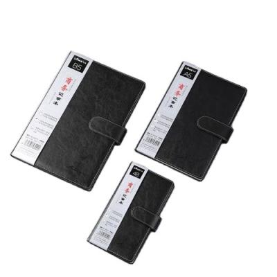 China A5 Hardcover Black Hardcover Book Business Notepad Leather Journal Notebook With Pen Loop for sale