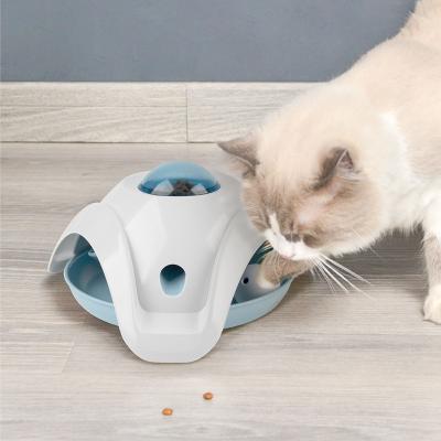 China Wholesale Amazon Hot Sale UFO Snack Dispenser Stocked Plastic Feeding Rolling Ball Interactive Cat Toy for sale