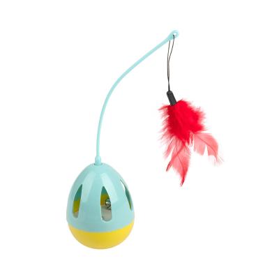 China Wholesale Funny New Pet Feather Cat Tumbler Pen Ball Bell Movement Interactive Rotating Toy For Cats for sale