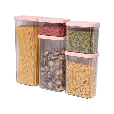 China High Quality Rectangular Freshness Preservation Kitchen Storage Containers PET Clear Food Preservation Plastic Jars With Airtight Lid That Can Be Stacked for sale