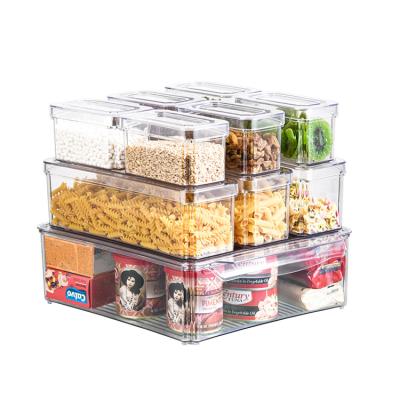 China Organizer Freshness Keeping Fridge Drawer Set of 10 With Lid Stackable Clear Food Drinks Kitchen Storage Containers Vegetable Bins for sale