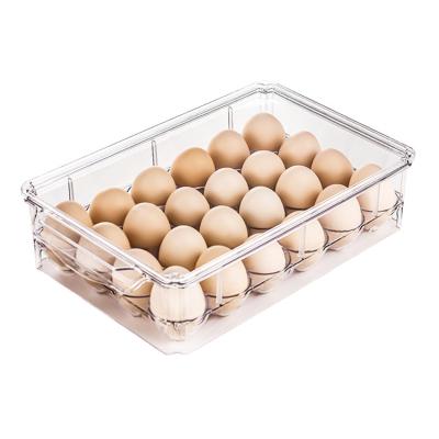 China High Quality Plastic Freshness Preservation PET Egg Box Refrigerator Storage Bins Tray Food Preservation Fridge Organizer Carton With Lid BPA Free for sale