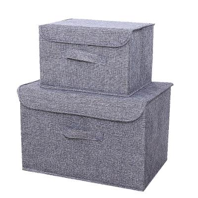 China Foldable Washable Multifunctional Small Toy Storage Bins Country Wardrobe Clothing Cotton Canvas French Classic Cloth Storage Box for sale