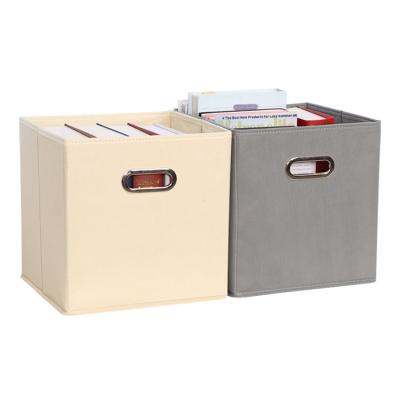 China Viable Cube Office Storage Box With Handle Foldable Universal Non Woven Fabric Office Book File Storage Boxes And Bins for sale