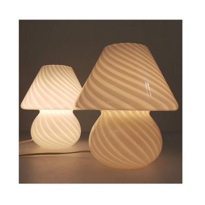 China Wholesale Antique Solid White Stripe Pattern Covers White Shade Opal Crystal Glass Table Lighting Lamp for sale