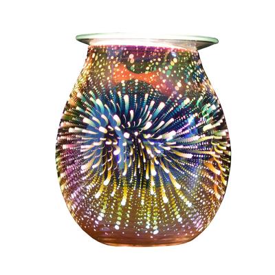 China Home Office Hotel Yoga Gym 3d Firework Glass Decoration Aromatherapy Essential Oil Wax Candle Burners for sale