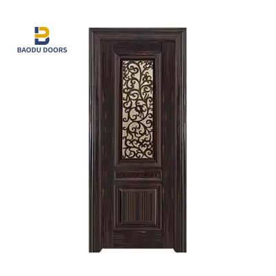 China Modern Interior Door Teak Wood Veneer Walnut Sound Insulation Apartment Wooden Door for sale