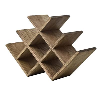 China Hot Selling Sustainable Multifunctional Durable Beautiful Texture Organic Wooden Wine Bottle Rack For Bar Table for sale