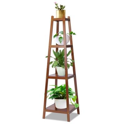 China Best Selling Nature Wood Flower Display Stand Plant Rectangular Multi-tiered Sustainable Wooden Stand for sale