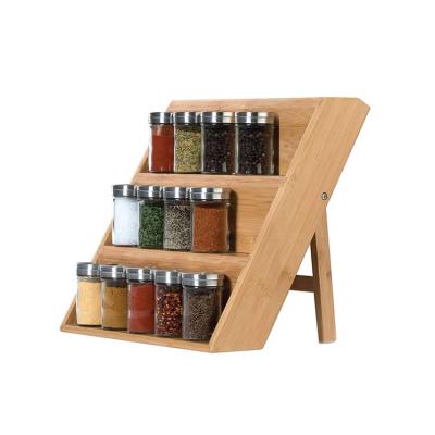 China Pracical Sustainable Wholesale Space Saving Vintage Multifunctional Tabletop Wooden Spice Rack for sale