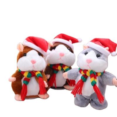 China record & Speak Hat Funny Cute Hamster Christmas Toy Soft Recording Talking Electric Stuffed Plush Toy Kids Animal for sale