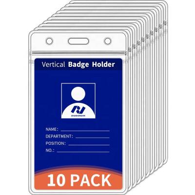 China Waterproof Dustproof Vertical ID Badge Holders, 10 Packs, Clear Plastic Work Card Sleeve, Name Tag Holder Cover with Waterproof Resealable Zipper Type for sale