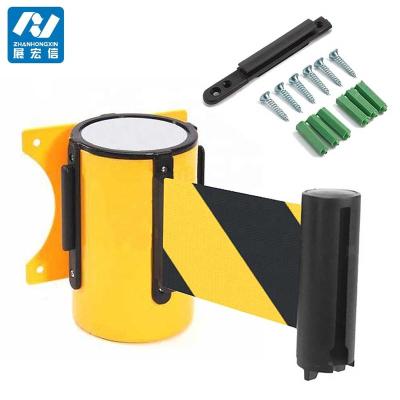 China Steel Colored Steel Metal Belt Guardrails 5M Yellow Warning Retractable Belt for sale