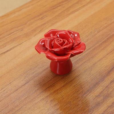 China Modern Hardware Furniture Rose Shape Pull Handle Drawer Cabinet Knobs With Screw for sale