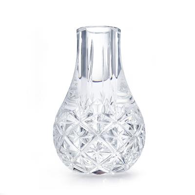 China CLASSIC Hand Made Home Decor Embossed K9 Clear Crystal Flower Vase for sale