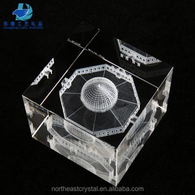 China Europe Factory Wholesale 3D Laser Engravingal Al Aqsa Mosque Islamic Muslim Religious Crystal Cube Promotional Gift for sale