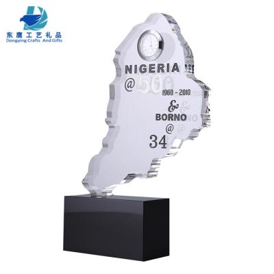 China Cheap Europe Africa Map Shaped Crystal Trophies And Awards For Business Gifts for sale