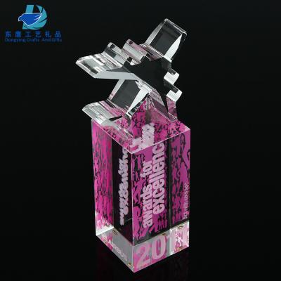 China Souvenir Customized Crystal Trophy Airplane Shape Award Logo Gift Set For Souvenir for sale