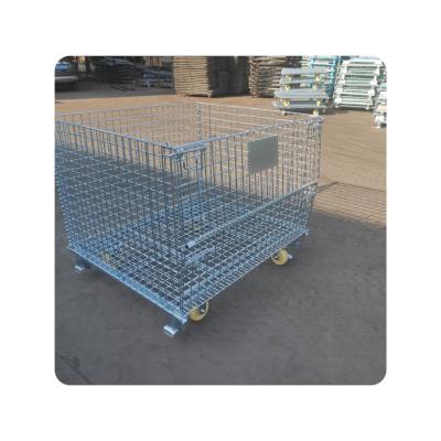 China 1000-1500 Kgs Capacity Custom Industrial Storage Stackable Foldable Wire Mesh Containers Collapsible Pallet Cage for Auto parts for sale