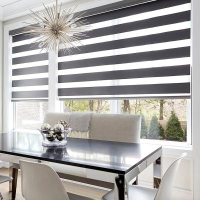 China CLASSIC Manual Roller Zebra Blinds Double-Layer High Quality Window Shade Manually Bead Chain Control Blackout Zebra Shade for sale