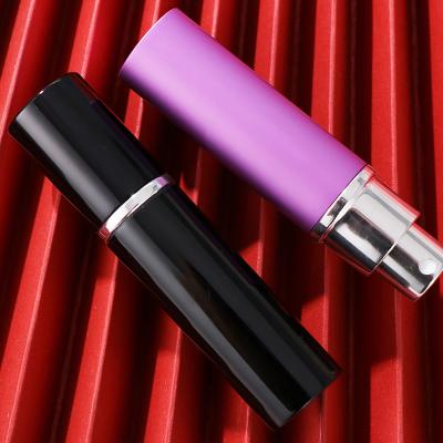 China Cosmetic Portable UV Plating 5ml Colored Inner Glass Empty Refillable Travel Perfume Spray Aluminum Bottle for sale