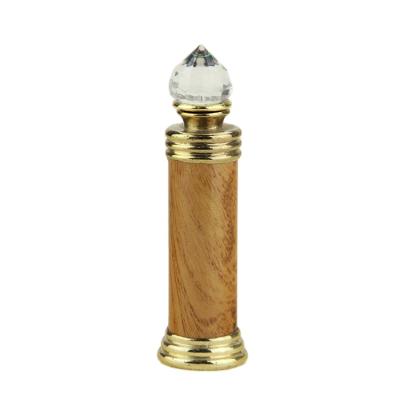 China Arabic Personal Care Style Attar Essential Oil Glass Bottle Cylinder Shape Unique Shape Aroma Wood Dropper Oil Container Bottle Perfume 10ml for sale