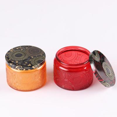 China Home Decoration Colored Decorative Sculpture Luxury Custom Empty Logo Candle Jar With Lid for sale