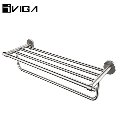 China Fashion Good Quality Hotel Metal Bathroom Nickel Towel Wall Mount Accessories Brushed Towel Rack for sale