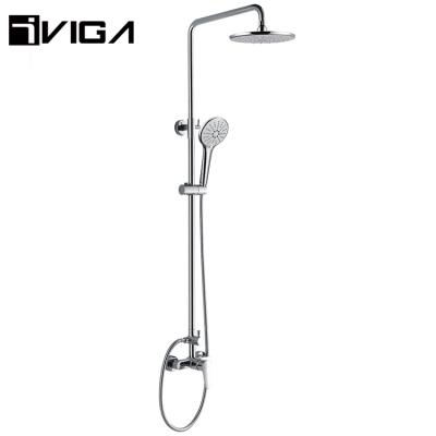 China With Sliding Bar Wholesale Water Saving Shower Mixer Set Sliding Bar Rainfall Shower Column Set Bathtub Mixer for sale