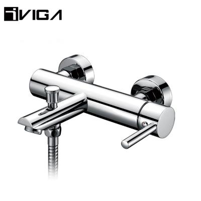 China Without VIGA Factory Good Quality Brass Bath Faucet Slide Bar Round Chrome Plating Bath Shower Mixer Tap for sale