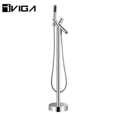 China Floor Stand Faucets Bathroom Designs Shower Faucet Valve Floor Standing Bathtub Column Faucet for sale