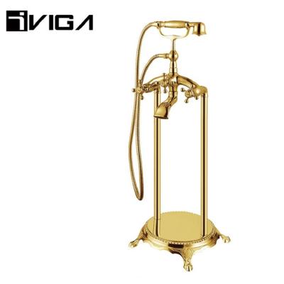 China Floor Stand Faucets Bathtub Faucet Chrome Waterfall Bath Faucet Purifier Spout Antique Brass for sale