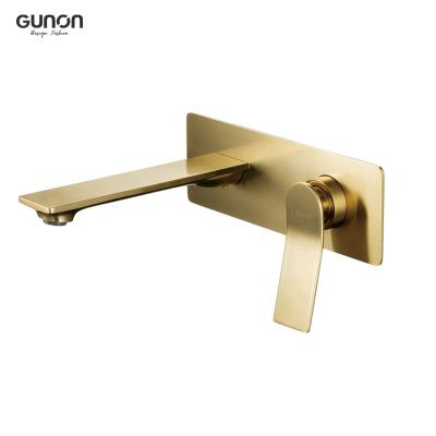 China Brushed Gold Modern Bathroom Hidden Mixer Tap Faucet Taps Basin Gold Mixer Tap for sale