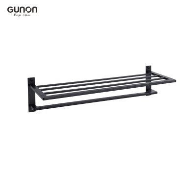 China Durable Bathroom Shelf Towel Rack Toilet Matte Towel Rack Black Bathroom Accessories for sale