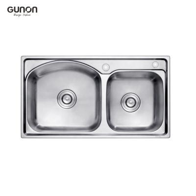 China Modern Kitchen Sink Faucet Double Bowl Stainless Steel Double Sink Kitchen Faucet Cornerless Undermount for sale