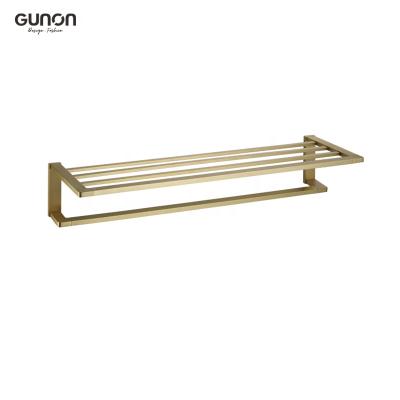 China Durable Light Luxury Hotel Style Towel Holder Gold Brushed Towel Rack for sale