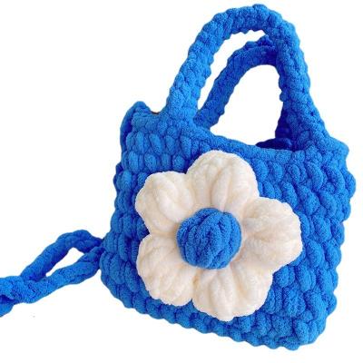 China Others custom handmade crochet tote bag with big flower for female students and ladies gifts for sale