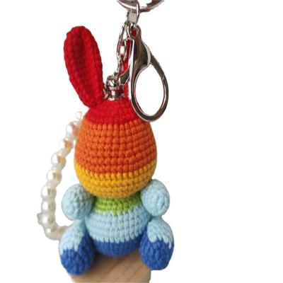 China Hot Selling Colorful Cute Dark Bear Stuffed Key Chain Rainbow Crochet Bag Pendant Small for sale